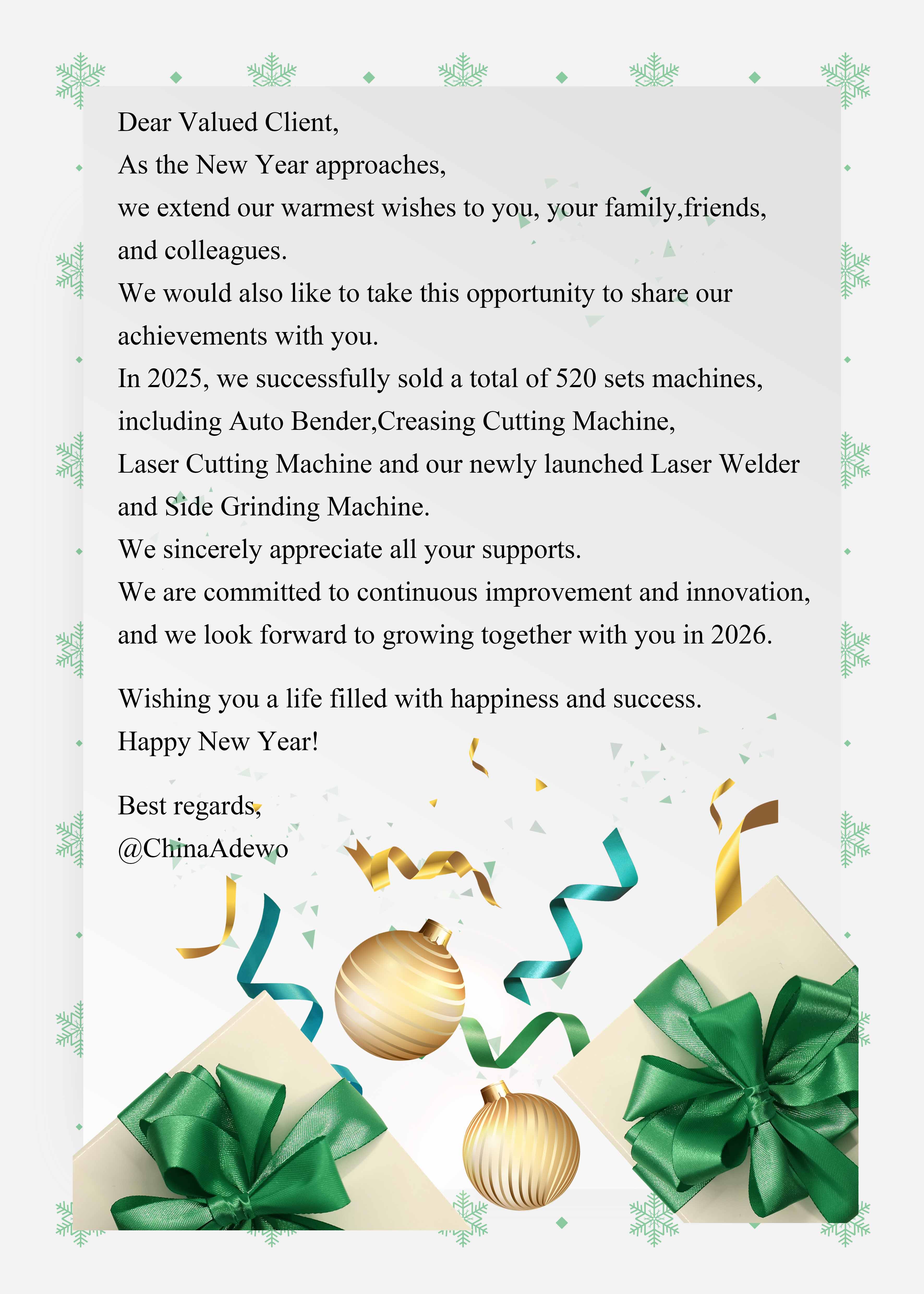 سال پربار دیگری را برای شما آرزو می کنم